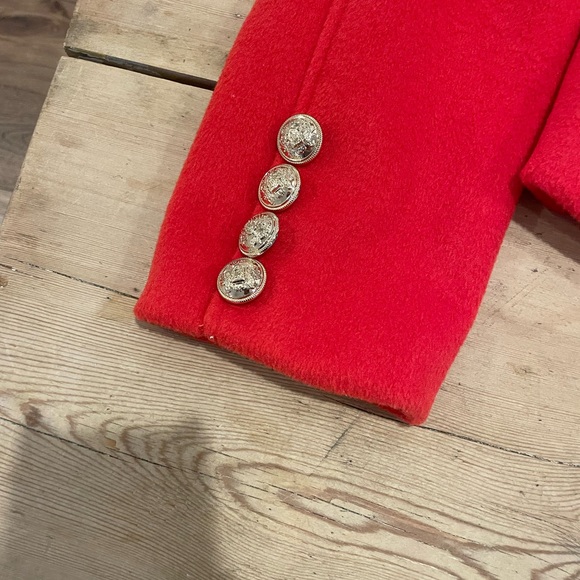 Anthropologie Vibrant blood orange  Blazer with Gold Buttons - Picture 4 of 8